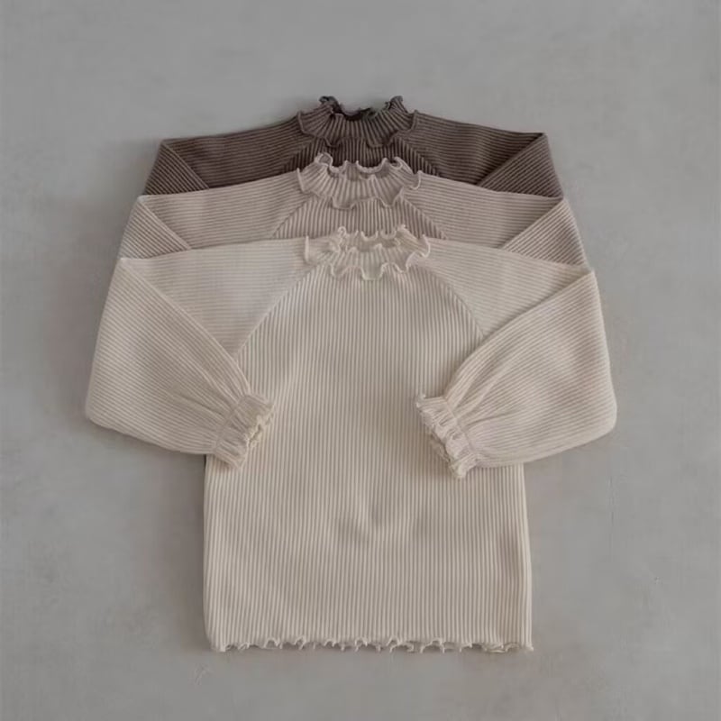 【BABY】シンプルフリル無地トップス