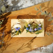 【生花風】絵画「モネの庭のアヤメ」リースピアス/イヤリング