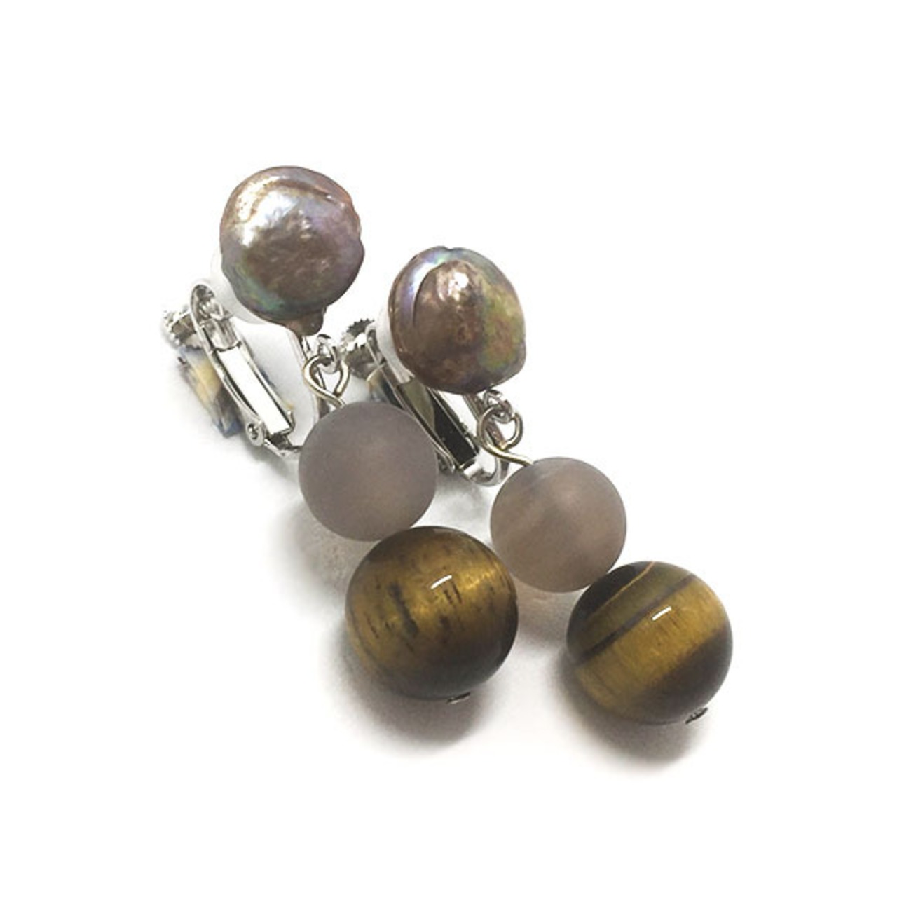 大人女子にも大人気！ブラウンパール ニュアンスカラー ピアス＆イヤリング