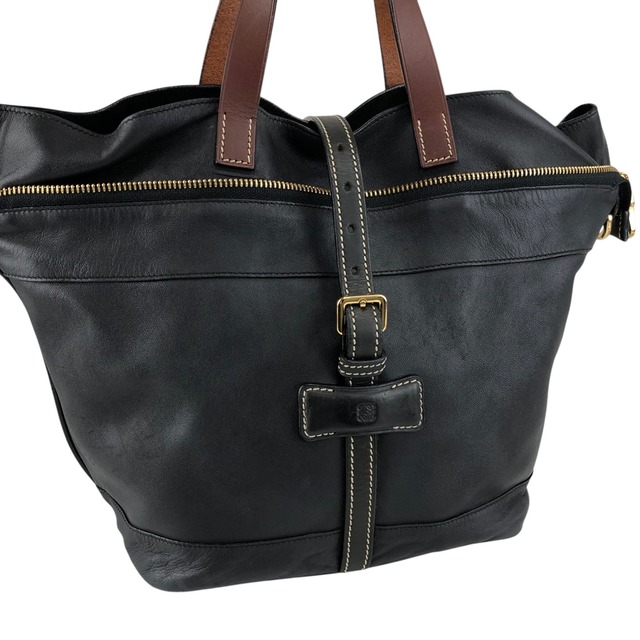 LOEWE ロエベ ショルダーバッグ ブラック フロントバックル 2way レザー vintage ヴィンテージ オールド pszdm6