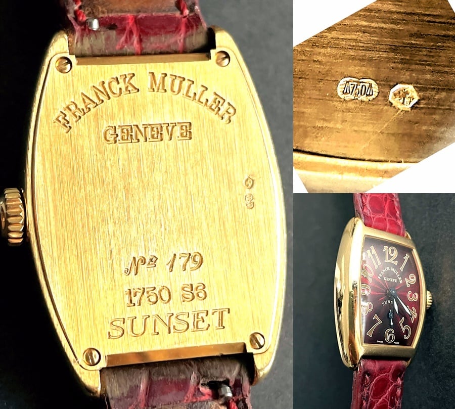 FRANCK MULLER(フランクミュラー) 腕時計 トノーカーベックス サンセット 1750S6SUN レディース K18YG/革ベルト ボルドー FRANCK MULLER フランクミュラー K18YG トノウカーベックス サンセット