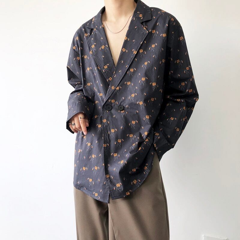 【予約販売】ジャケット 花柄 アウター フラワー メンズ カジュアル こなれ感 お洒落 韓国トレンド 春 夏 秋 大きいサイズ M/L/XL