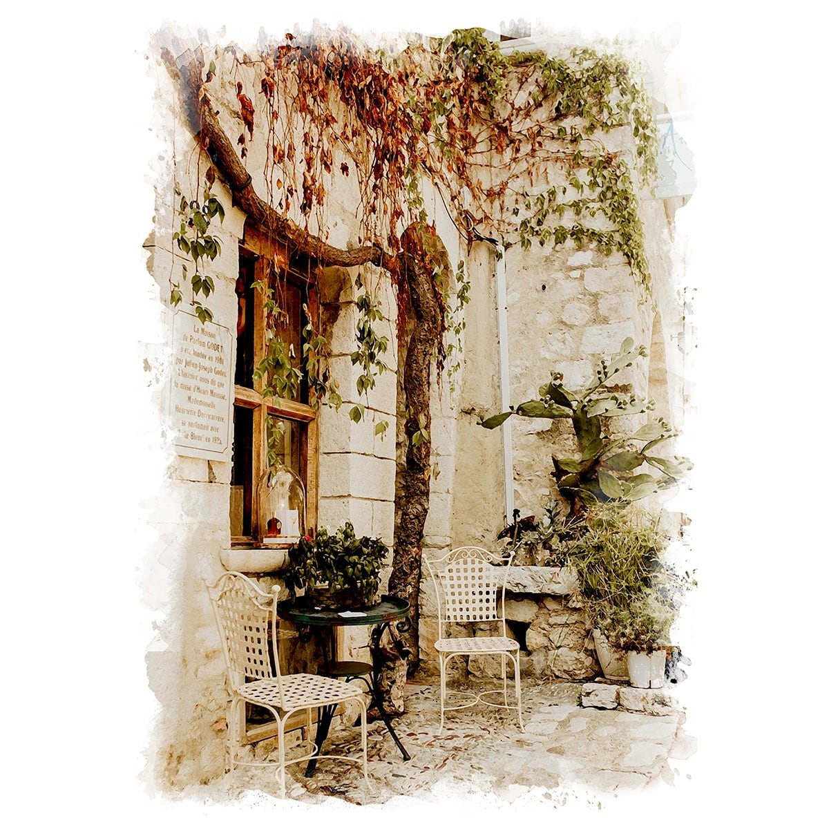 油彩風景画 ダークブラウン額縁 （絵画 フランス 風景画(街並み) サン 