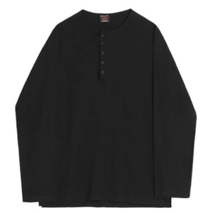 ヘンリーネックルーズロングTシャツ　0837