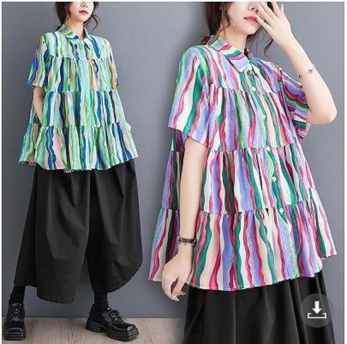 大きいサイズ レディース トップス　シャツ　春夏 秋 新品 半袖