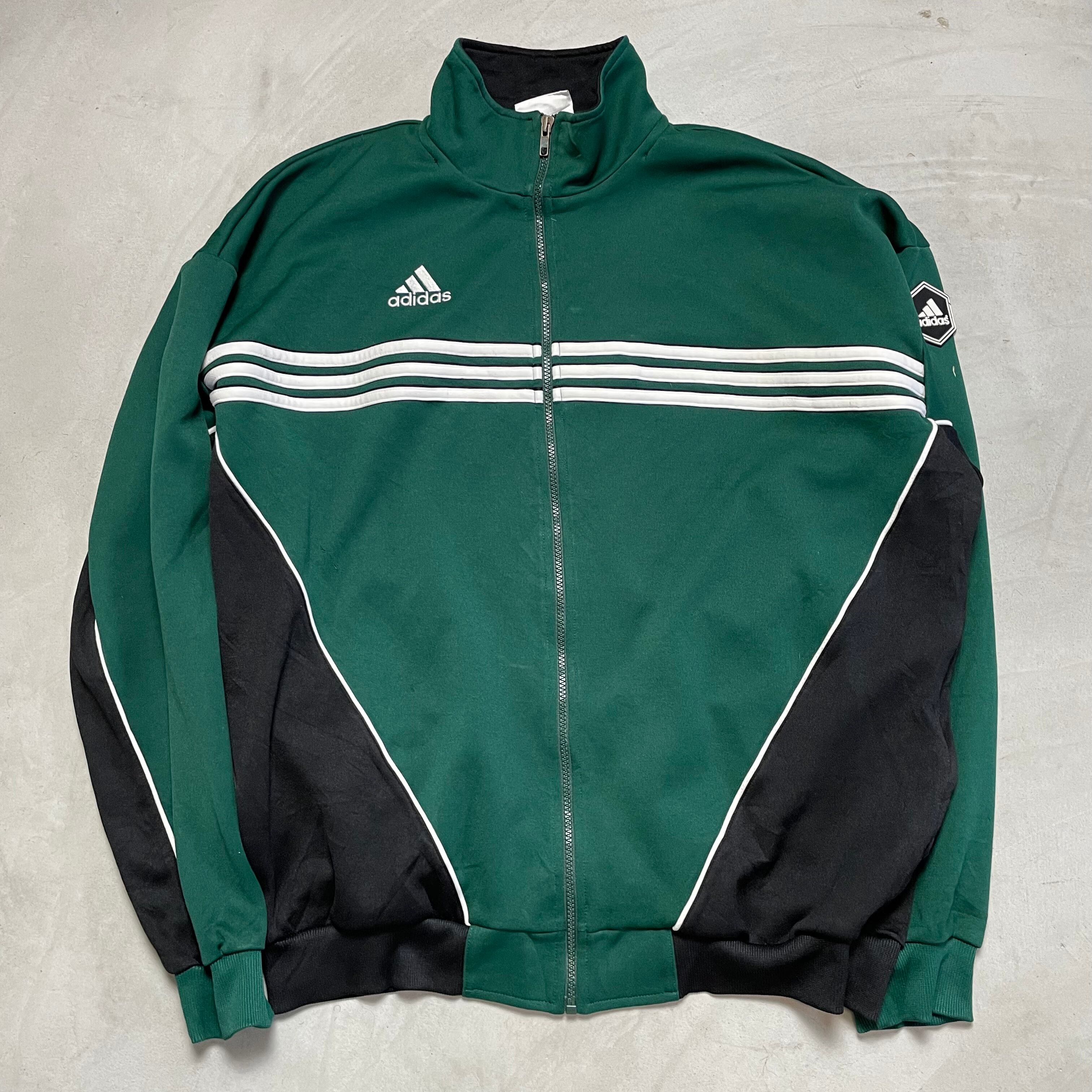 90年代 adidas アディダストラックジャケット メンズXL 古着 ジャージ 80s 90s ビンテージ ヴィンテージ グリーン 【ジャージ・トラックジャケット】