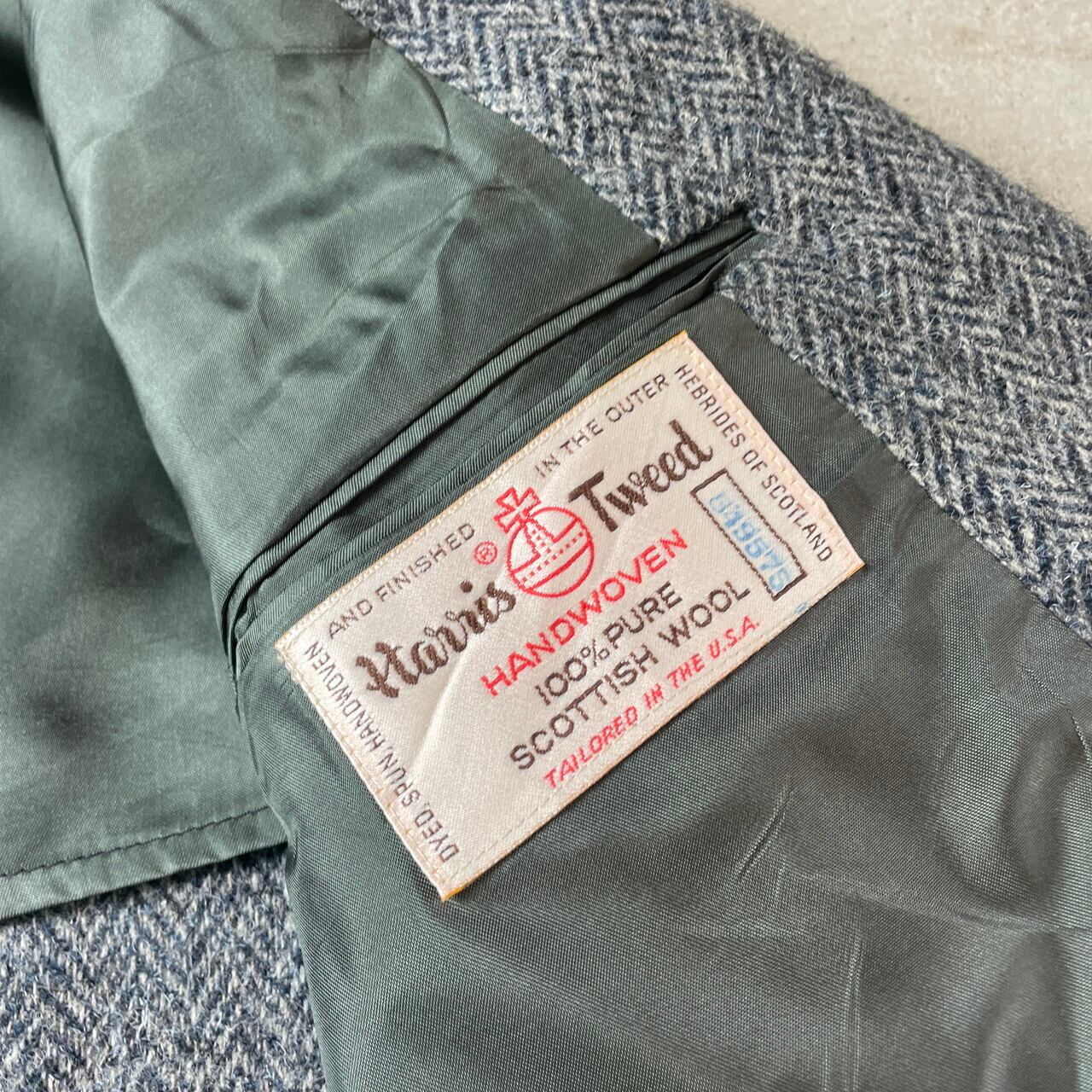 80年代 USA製 HARRIS TWEED ハリスツイード ウールテーラード 