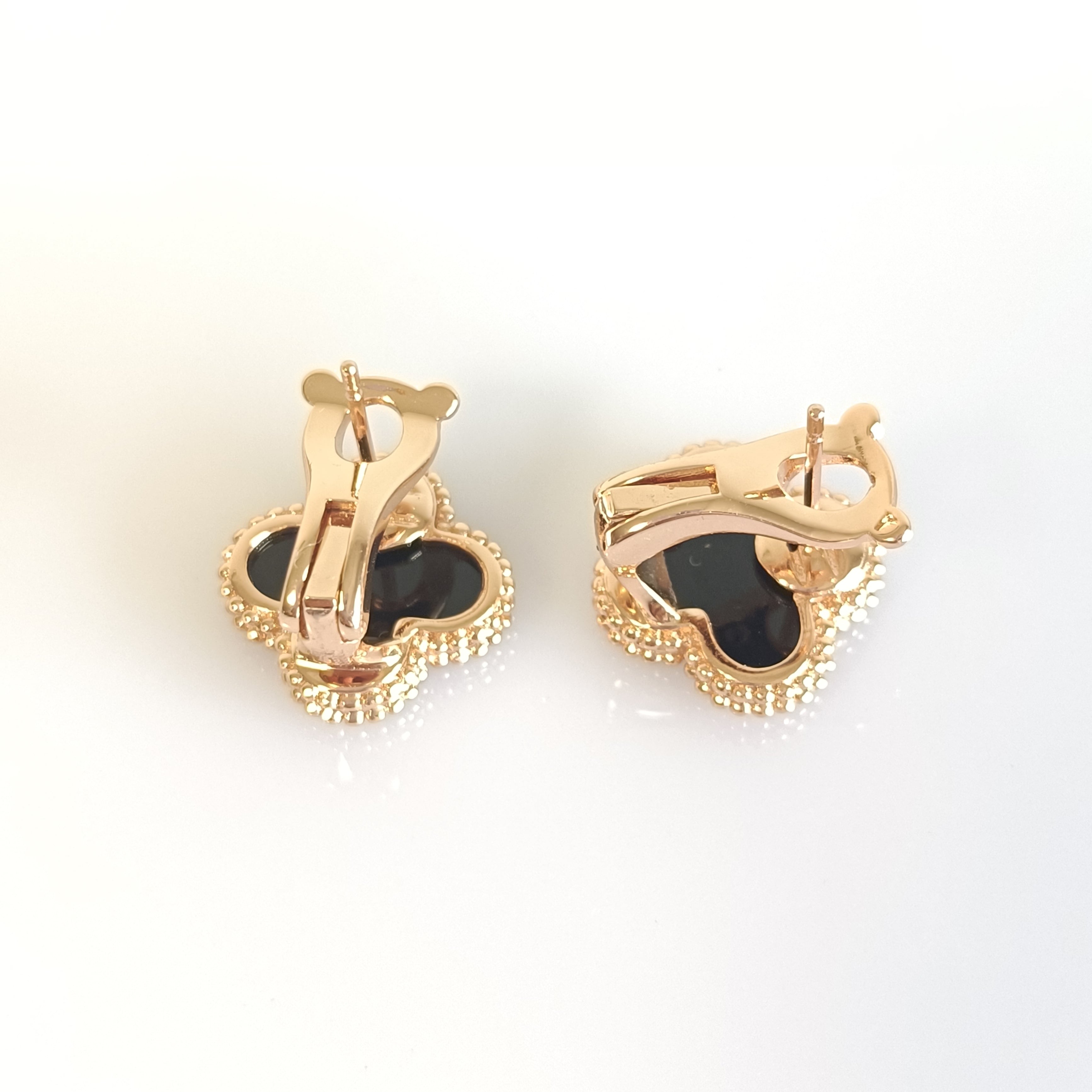 オニキス ローズゴールド クローバーピアス 15mm | olive&caty