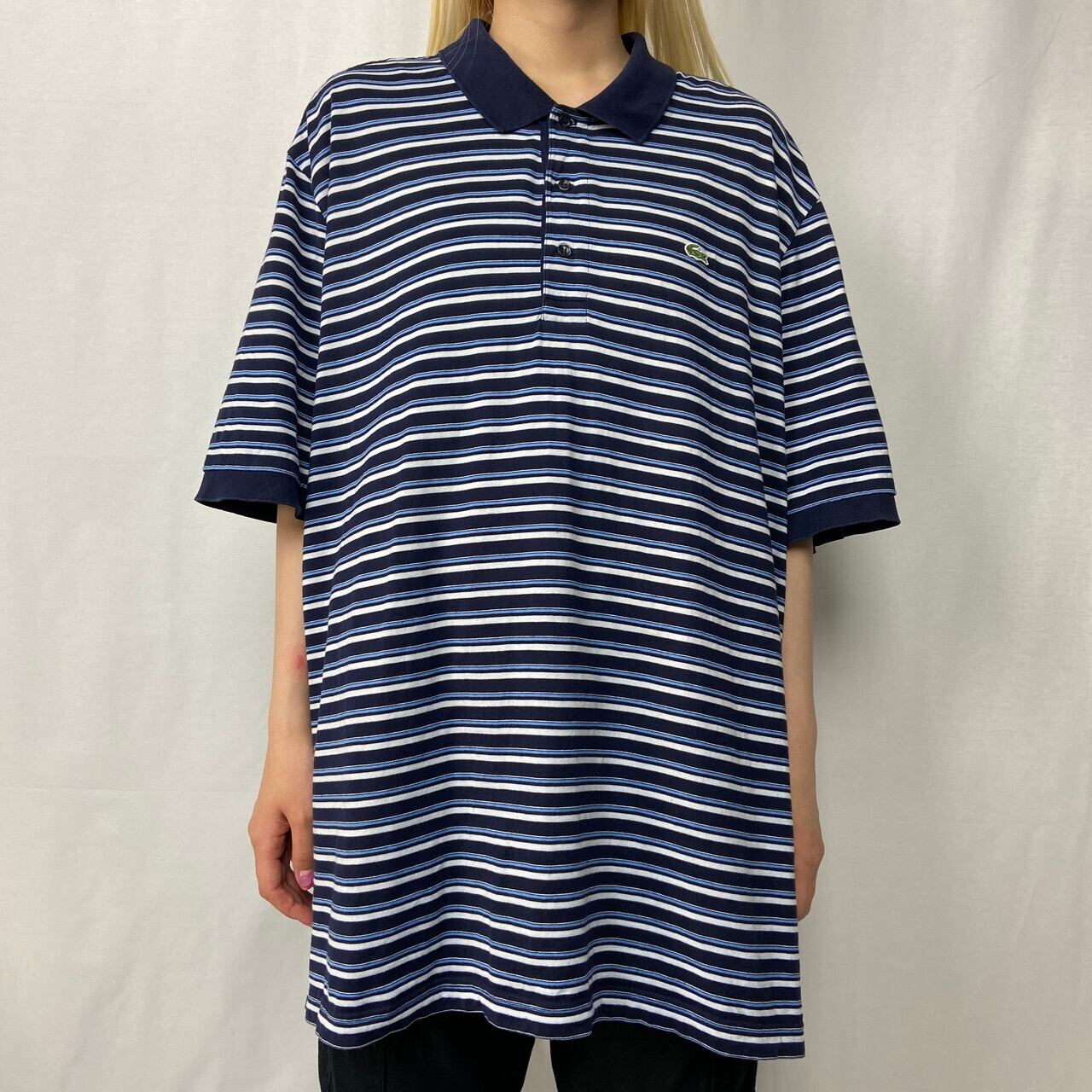 LACOSTE フレンチラコステ Tシャツ地 ボーダー ポロシャツ メンズXL