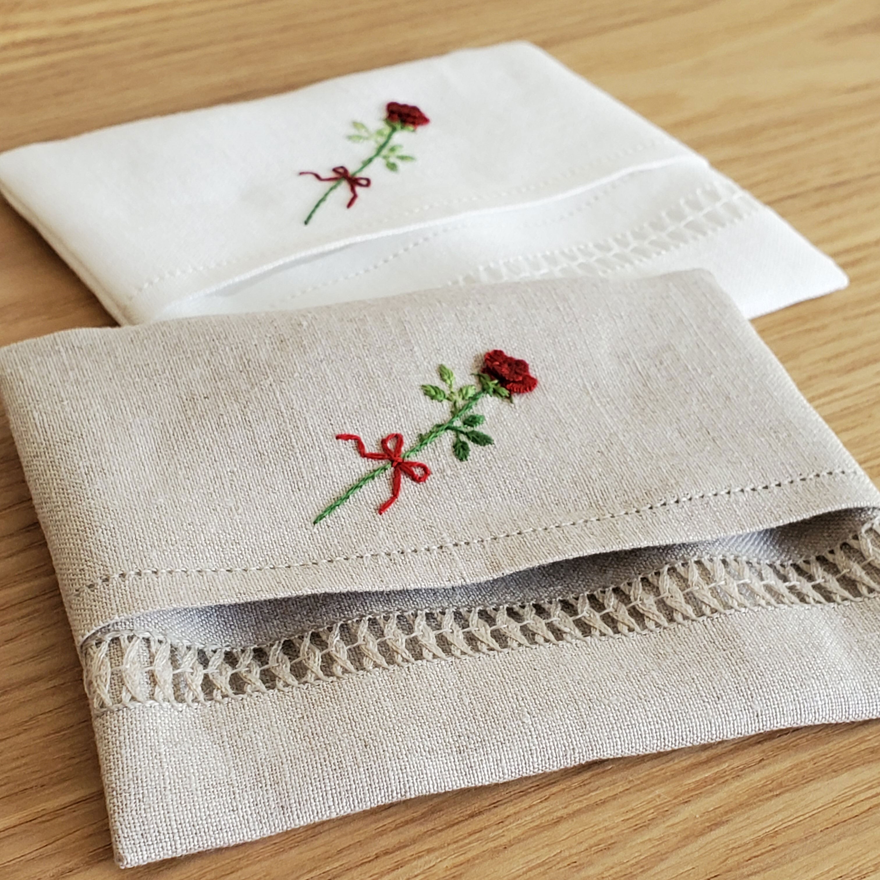 【リネン刺繍　4314nkページ】マルチクロス やわらかリネンワッフルのキッチンクロス -ecru × black- | sandext