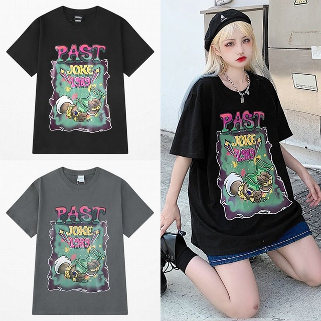 ユニセックス Tシャツ 半袖 メンズ レディース プリント オーバーサイズ 大きいサイズ ルーズ ストリート TBN-624402465027