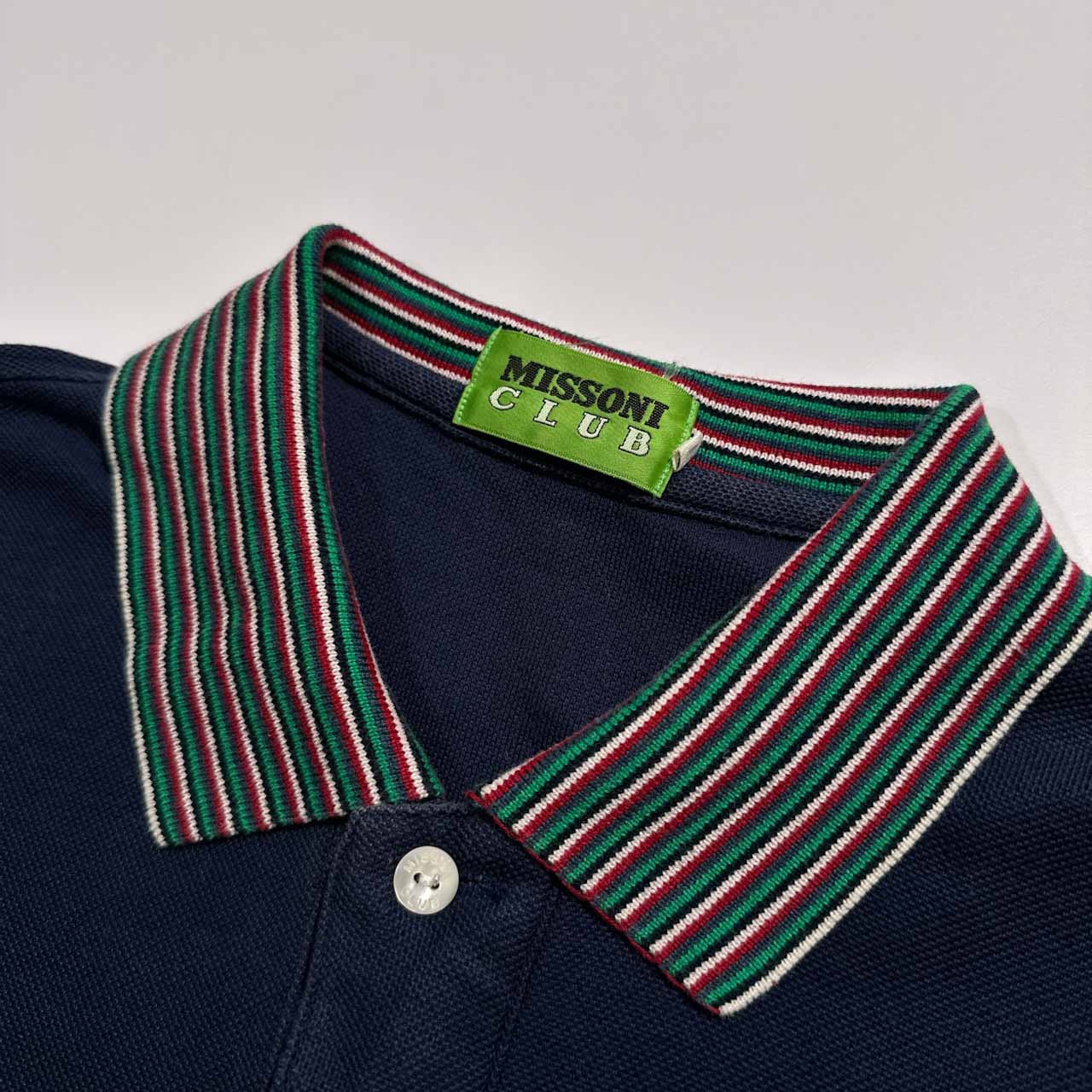 MISSONI ミッソーニ CLUB ロゴ刺繍 半袖 ポロシャツ サイズ 48 /メンズ/ネイビー/オールド/ビンテージ