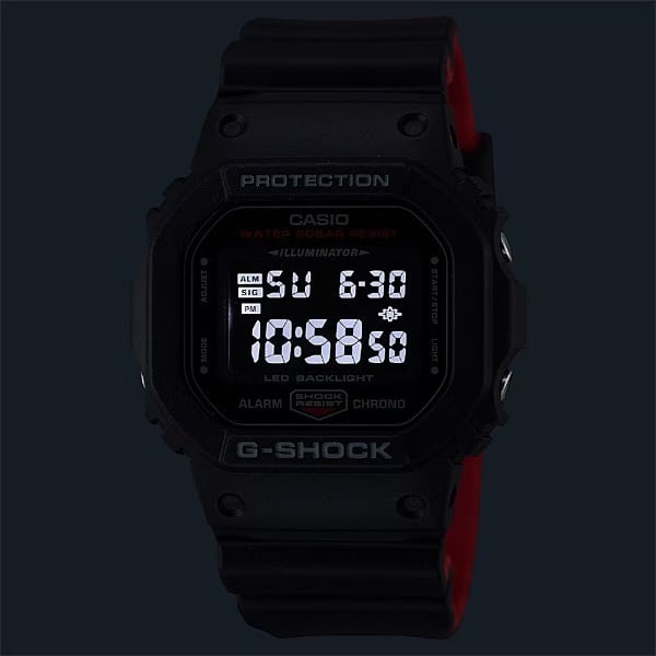 カシオ G-SHOCK DW-5600UHR-1JF ブラック x レッド 20気圧防水 