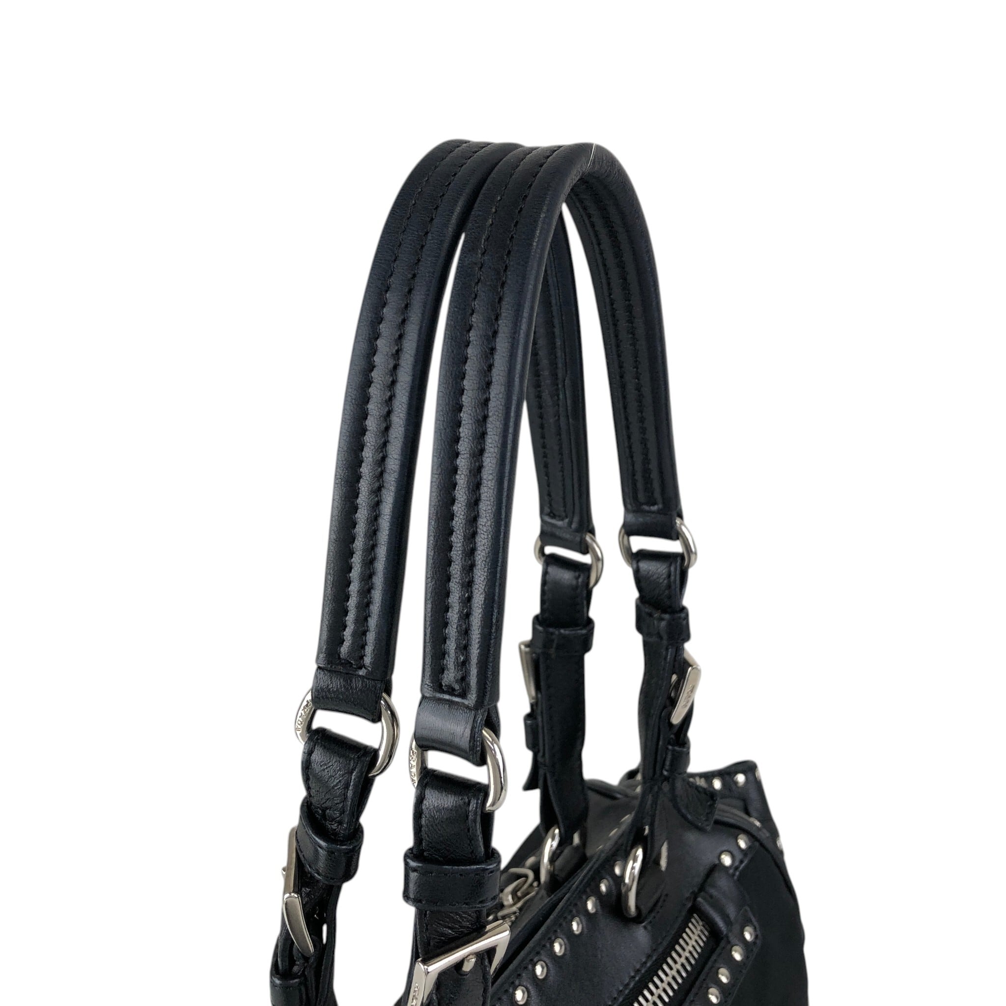 PRADA プラダ トートバッグ ブラック スタッズ レザー vintage