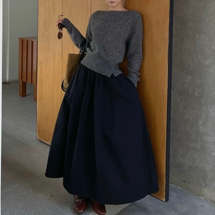 ハイウエストスリミングチューリップロングスカート YH9743