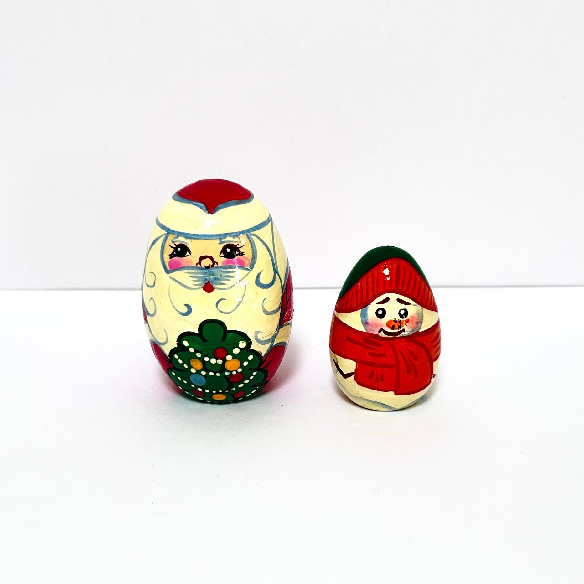サンタとスノーマン マトリョーシカ 6.5cm 2ピース  ロシア製 ノリンスク