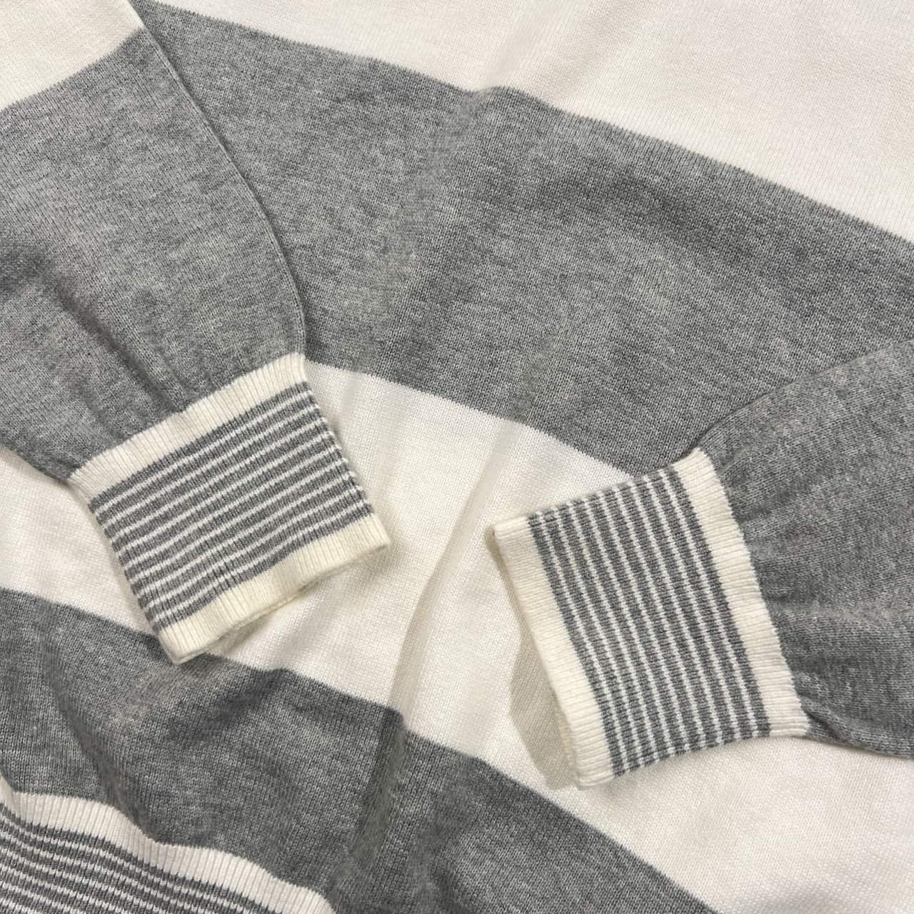 TOMMY HILFIGER トミーヒルフィガー ボーダー コットン ニット トレーナー S/ホワイト×グレー メンズ