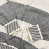 TOMMY HILFIGER トミーヒルフィガー ボーダー コットン ニット トレーナー S/ホワイト×グレー メンズ