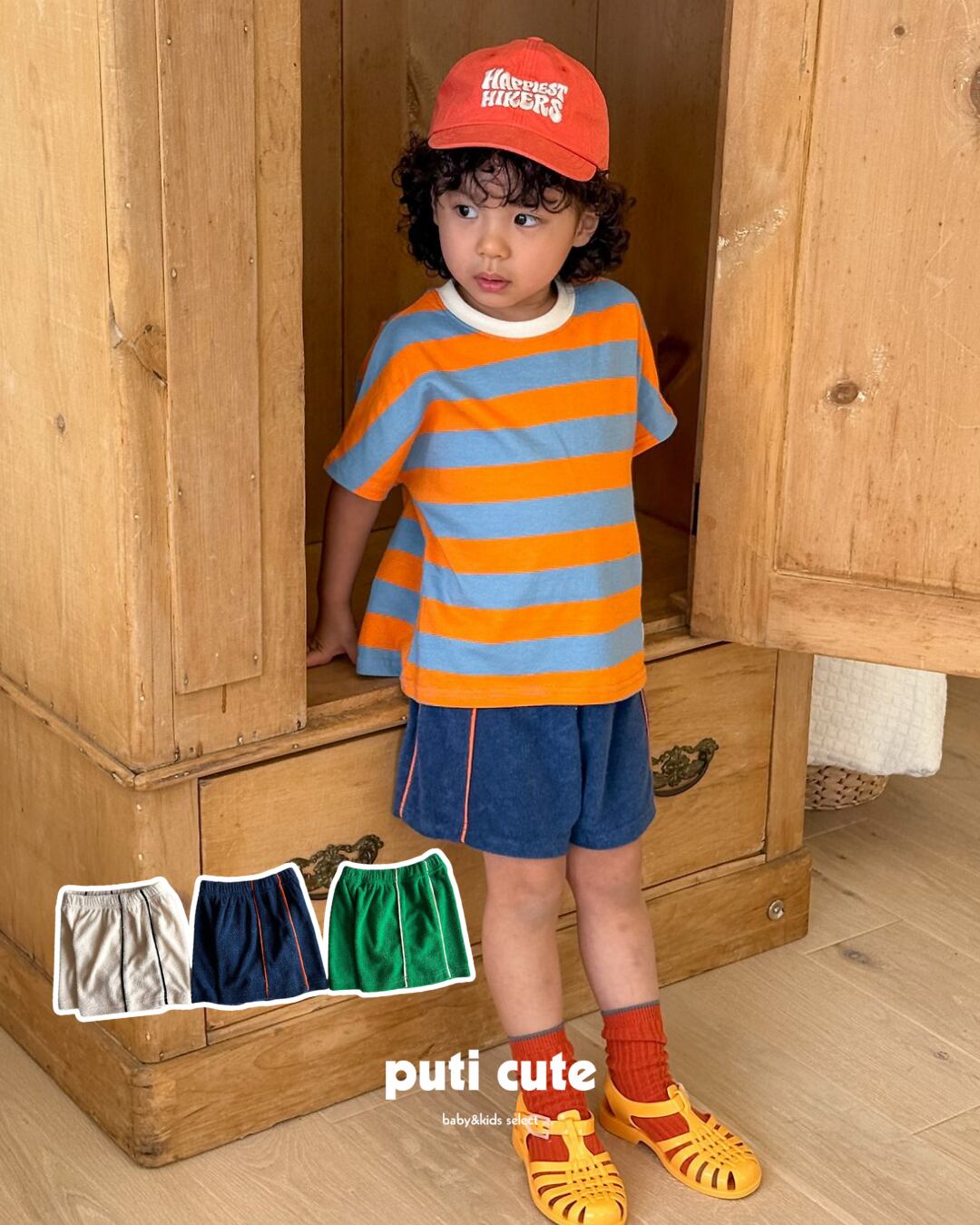 80-130 ꒰ 予約 ꒱ Terry piping shorts / Tiny hiker ⸝⋆