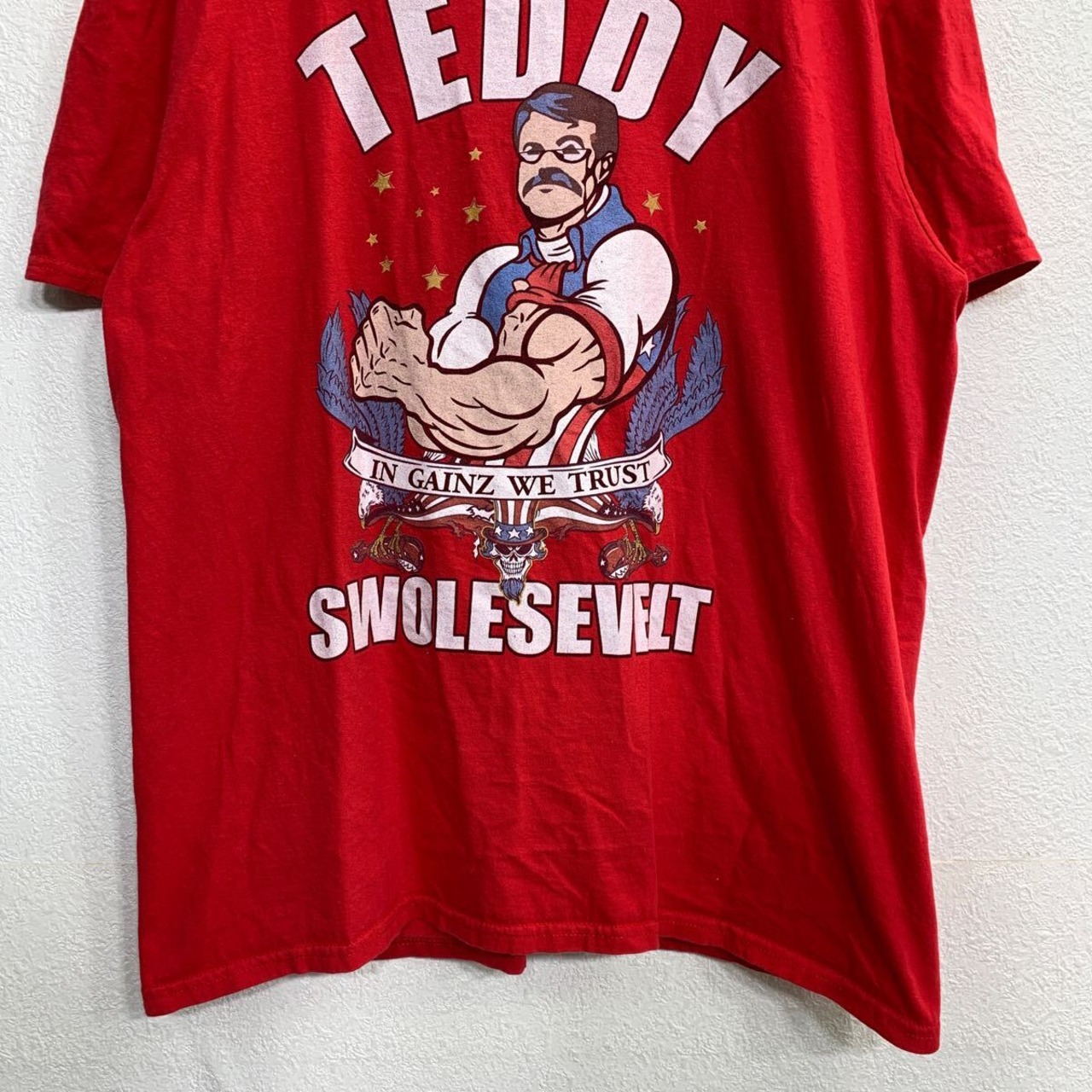 anvil 半袖 プリント Tシャツ Lサイズ アンビル レッド コットン 古着 