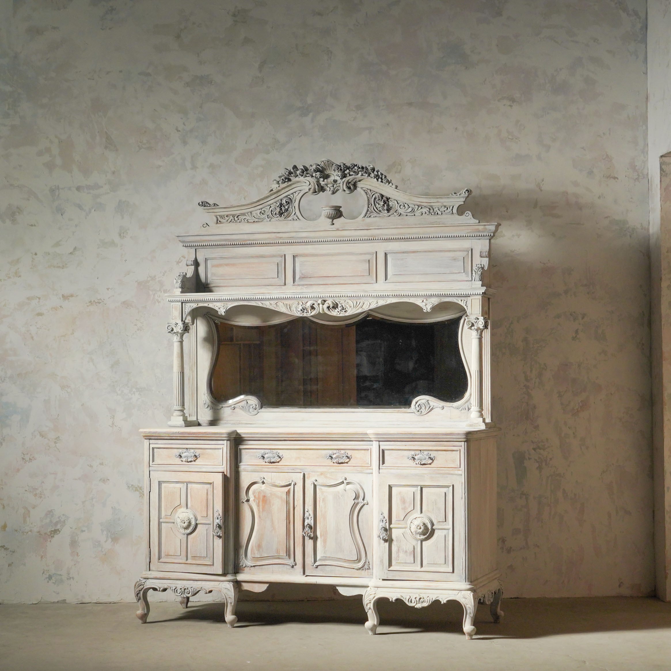 フランスアンティーク チェスト ドレッサー ミラー キャビネット  