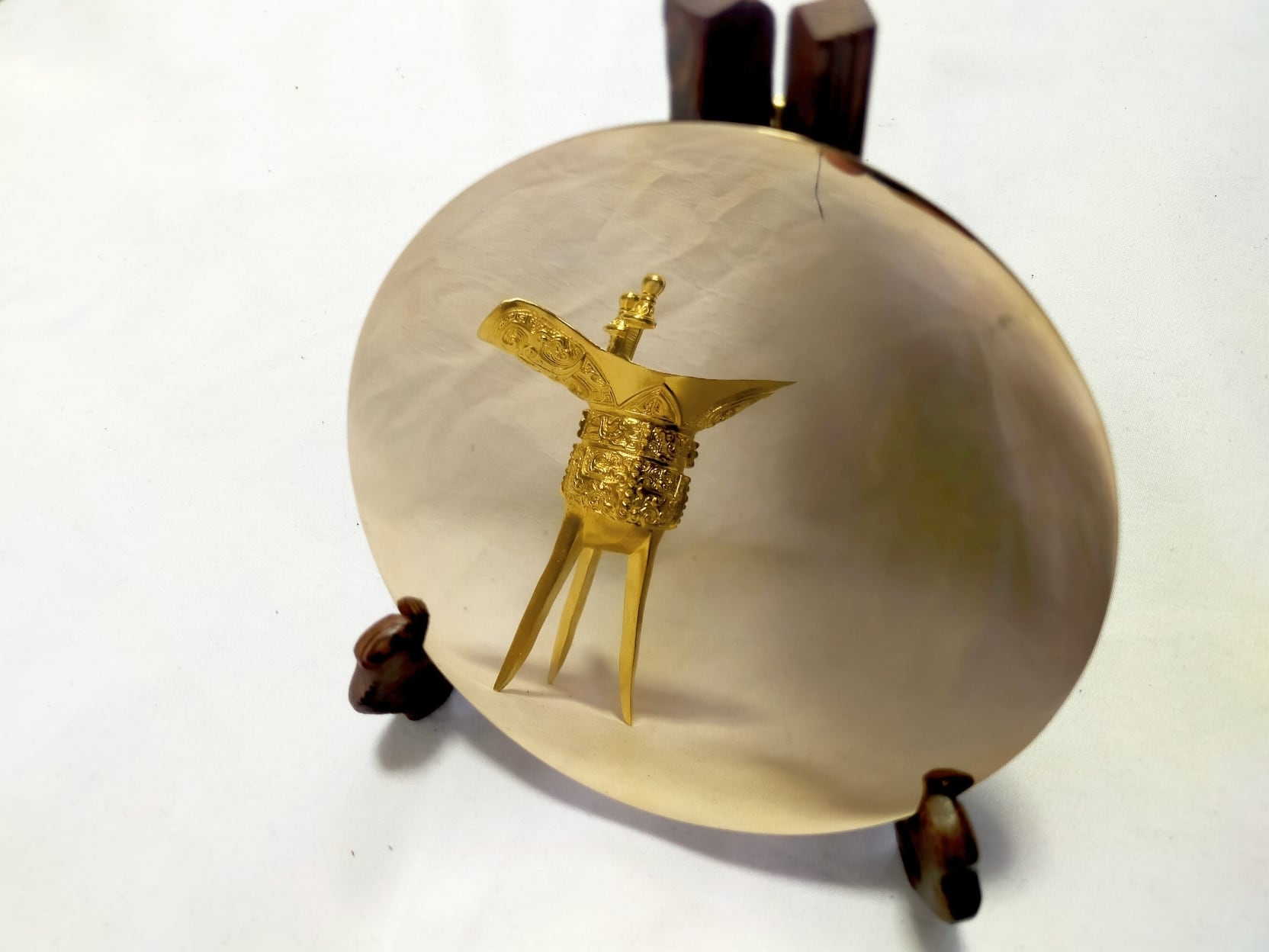実用青銅鏡（大）A 高錫青銅製 卓上ミラー 手鏡 青銅器レプリカ 古代