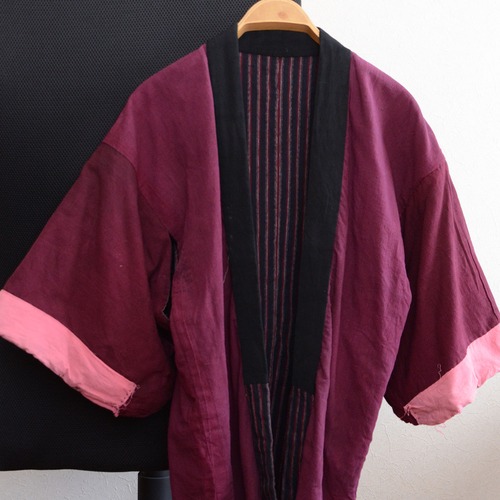 Noragi Antique Kimono Jacket Japanese Fabric Cotton Vintage Shima Stripe Pattern Sashiko | 野良着 古布 木綿 刺し子 着物 リメイク素材 ハンドメイド ジャパンヴィンテージ 昭和レトロ 生地