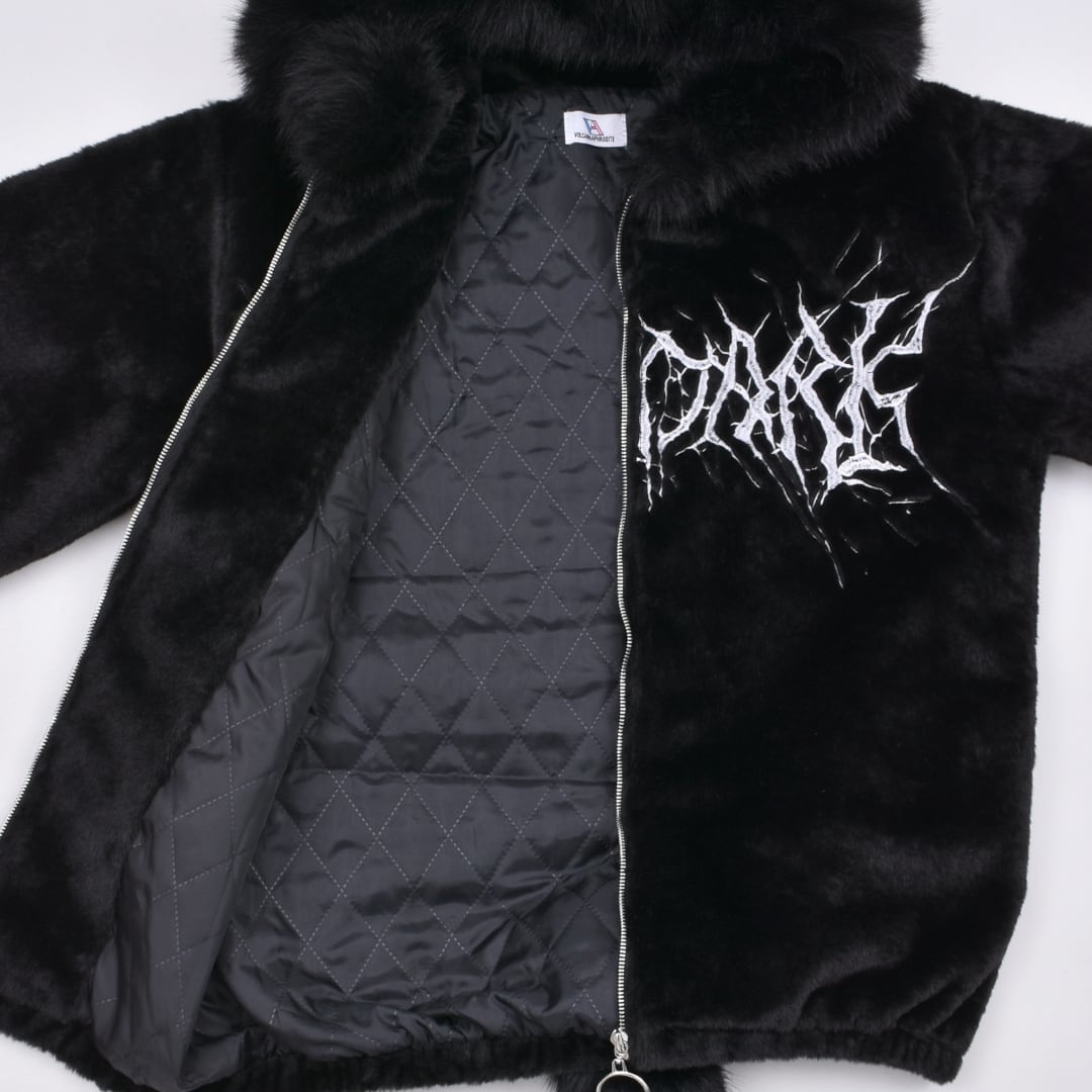 VOLCAN 猫耳　ファー　ブルゾン　コート　ブラック ネコ耳ロゴファーBIGブルゾン(BLACK・WHITE) | VOLCAN&APHRODITE