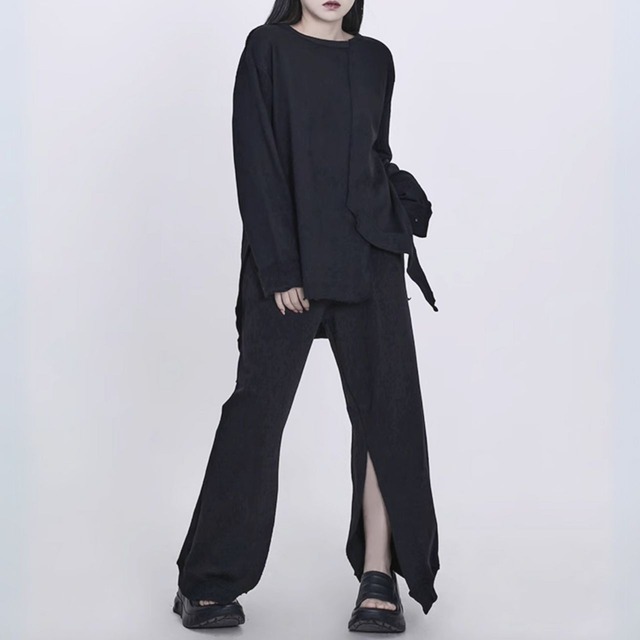 Center slit wide pants【2color】 C0684