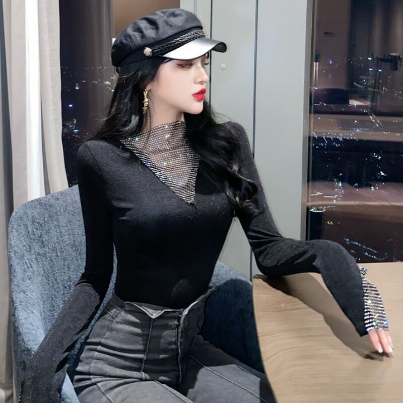 VネックTシャツ シャツ スプリングオータムスタイル ロング 春物 秋物 ステッチ 1号婦人24793103865