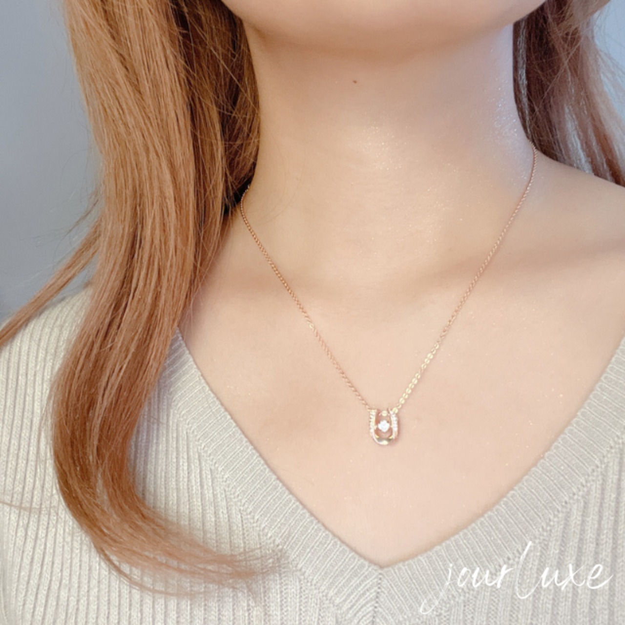 horseshoe zirconia necklace #N1009