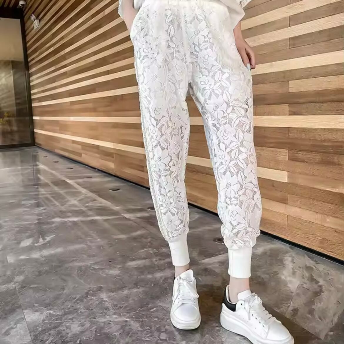 lace lady work pants