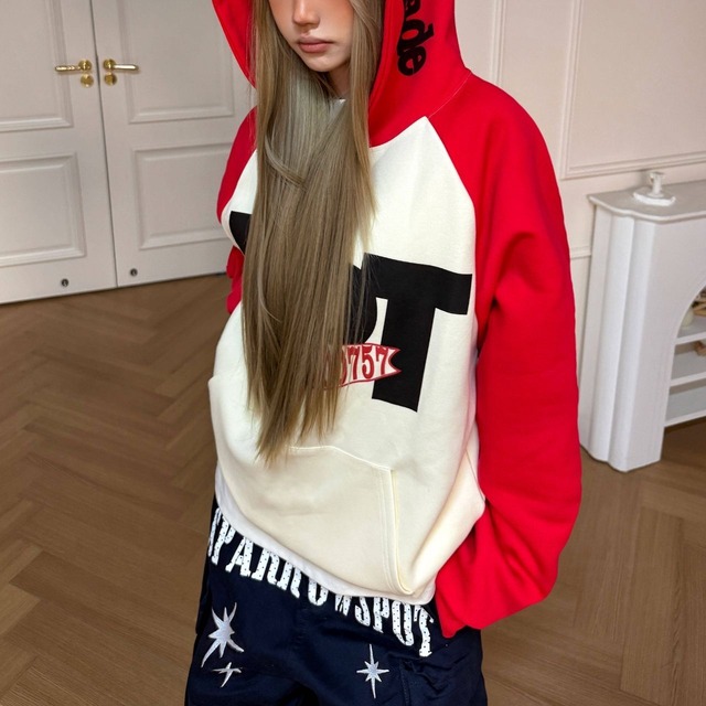 ロゴラインラグランストリートフーディ 3col   R01649