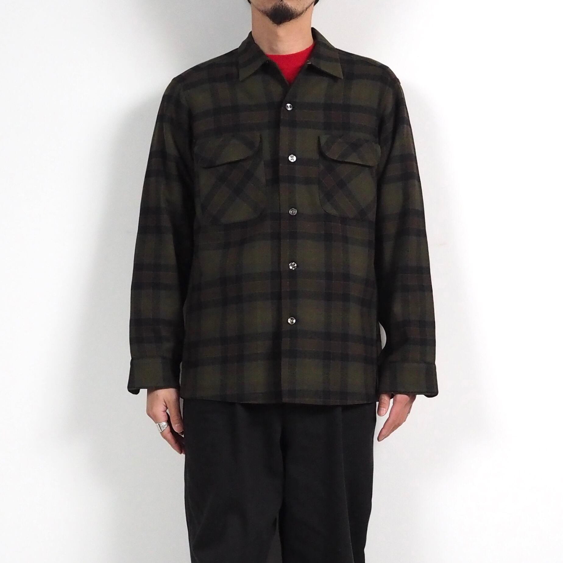 NOS】60's PENDLETON Board shirt M Olive ペンドルトン ボードシャツ