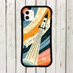 受注生産 iPhoneケース ロケットとオレンジ地層の宇宙柄｜レトロ宇宙 RFSP064A