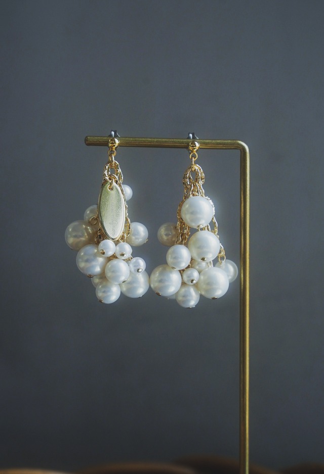 【パールチェーン】フック・フレンチフック・ネジバネ・シンプル・30代・かわいい・アレルギー対応・カジュアル・