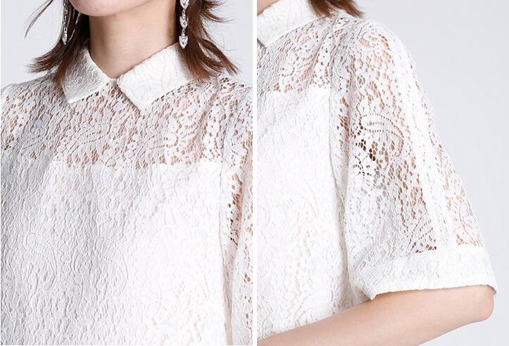 レディース ワンピース ドレス 襟付き 半袖 五分袖 袖あり 花柄 レース