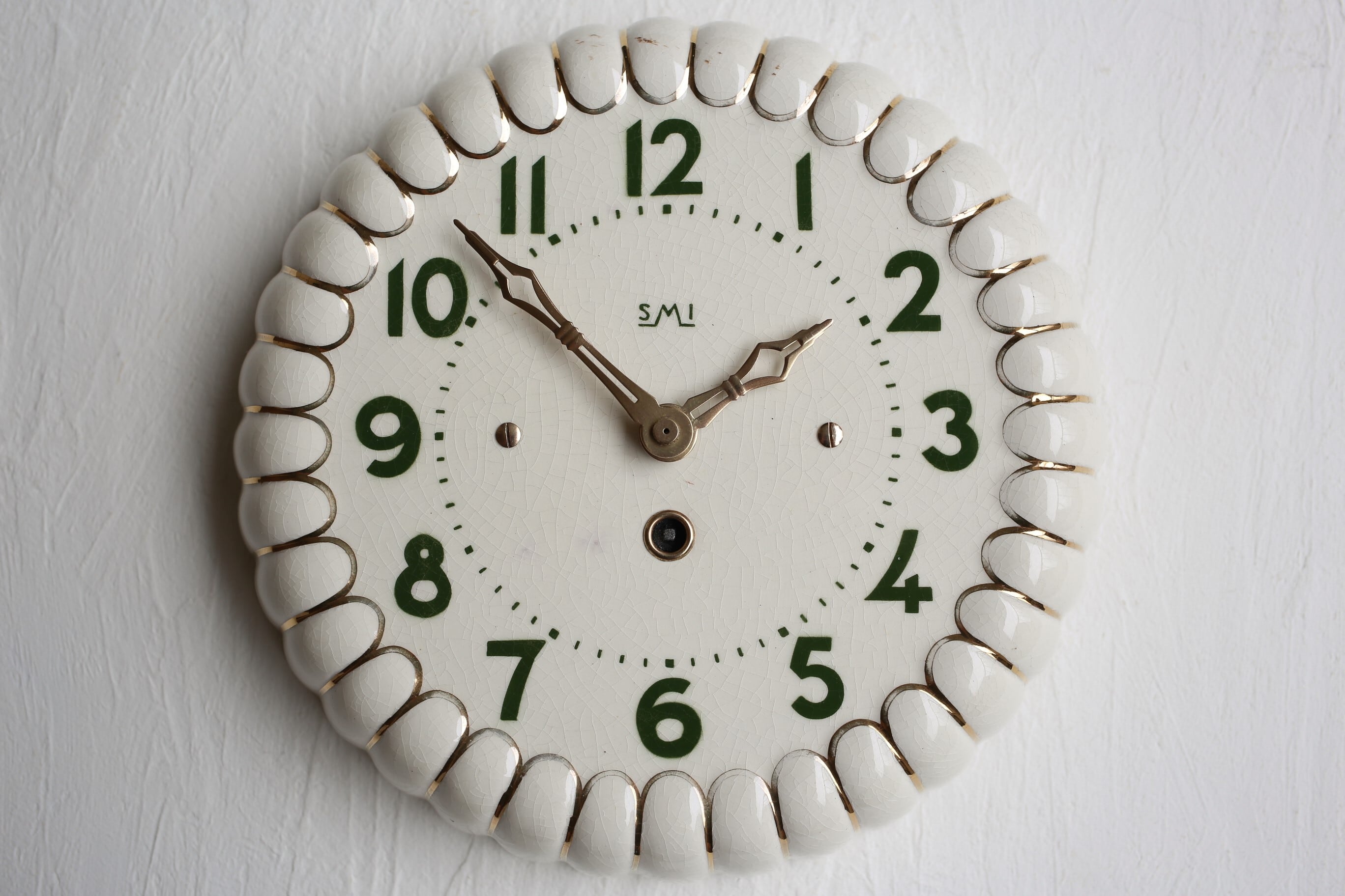 フランス アンティーク ヴィンテージ SMI社 陶器 壁掛け時計 『gâteau