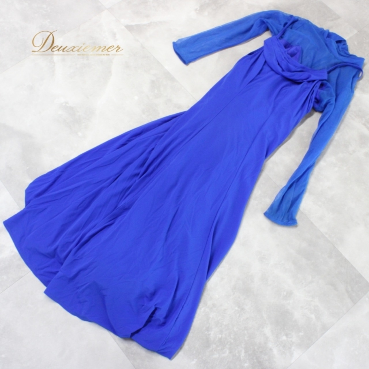 社交ダンス 衣装 スタンダード ドレス ワンピース レッスンウェア パーティドレス 青 ブルー系 lovely dancing 無地 レース 長袖 ロイヤルブルー レディース ドレス ワンピース ファスナー 伸縮性 パーティー レッスン 体型カバー おしゃれ 上品 人気 日本製 おすすめ かわいい きれい そのまま着用可能