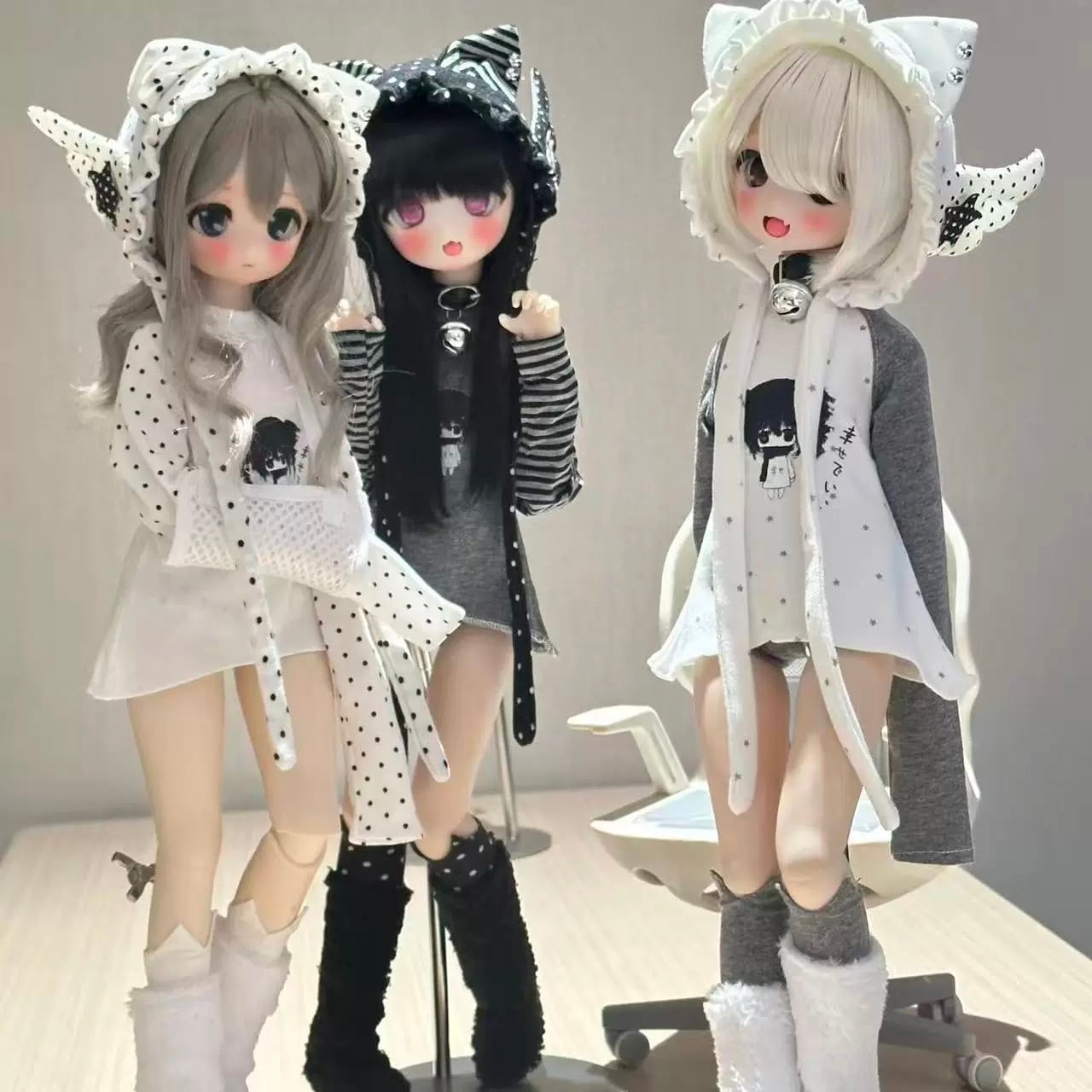 ドール用　衣装(マッシュルーム)　アウトフィット　1/4サイズ　ハンドメイド 全9色！衣装セット！天使 双子 洋服 服 BJD 球体関節人形 1/6 YOSD