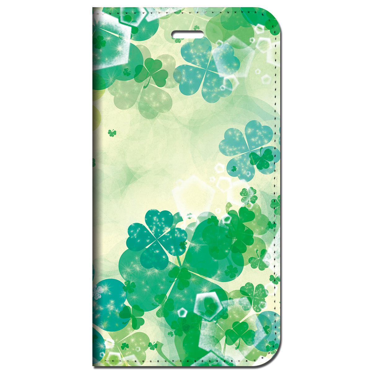 iPhone対応 スマホ 手帳型ケース クローバー四つ葉の煌めき イラスト 植物 四つ葉 【iPhone17 / iPhone16 / iPhone16e / iPhoneSE 他 iPhone各機種対応】 st10