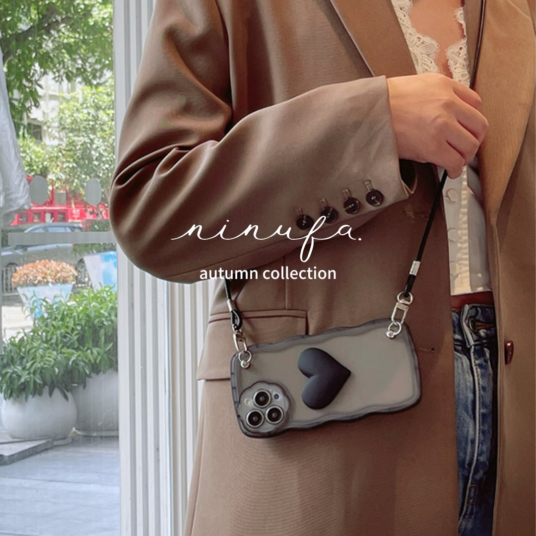 ブラック×ハートが新しい!スマホショルダー 波フレーム iphone14 耐衝撃 カメラレンズ保護 ハートデコ iphone スマホケース【再販】 ND-14706