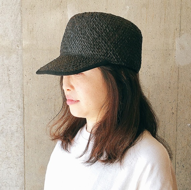 Raffia Black Cap  ラフィア キャップ 黒　　帽子