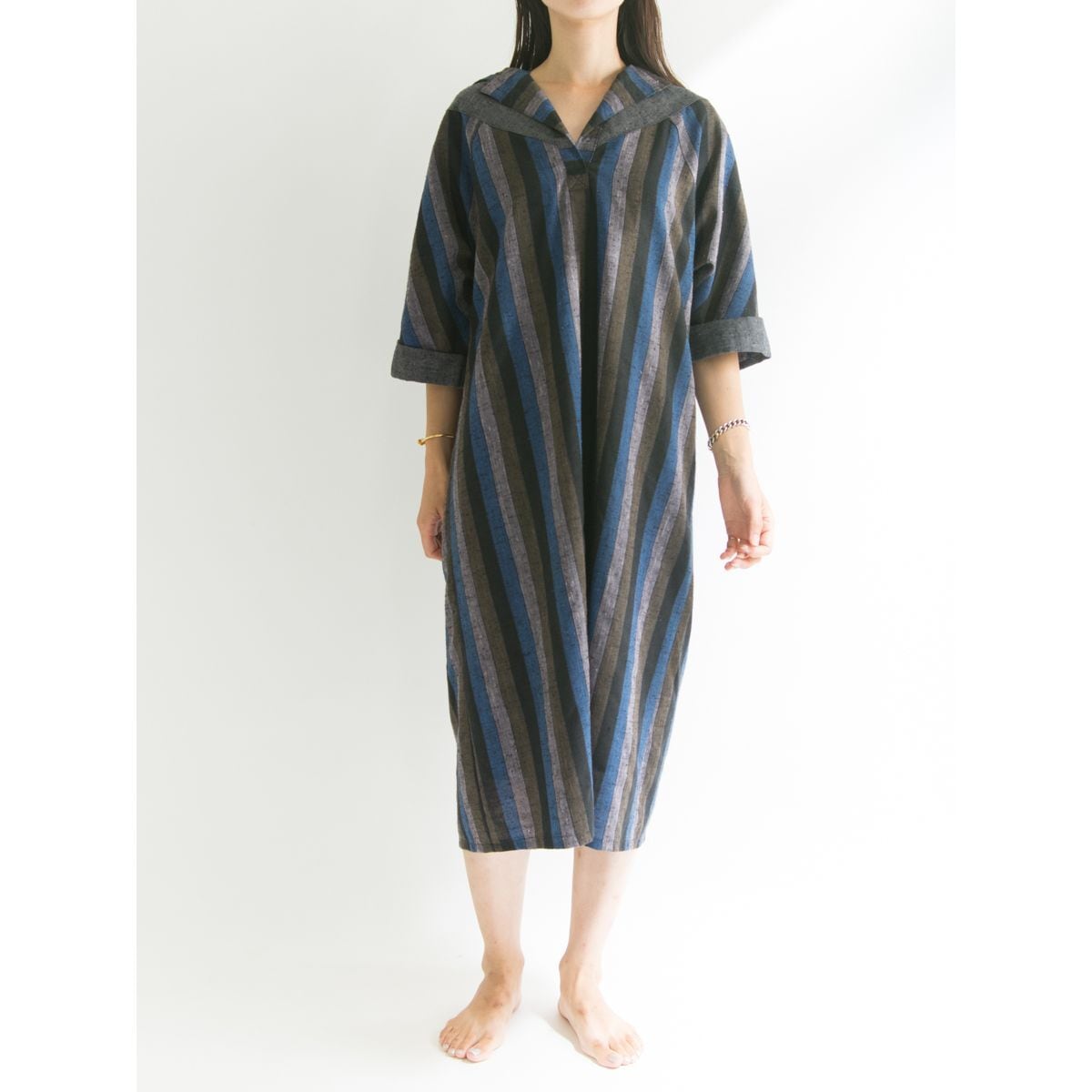 【Made in France】Pull over shirt one-piece（フランス製 プルオーバー シャツワンピース）8d