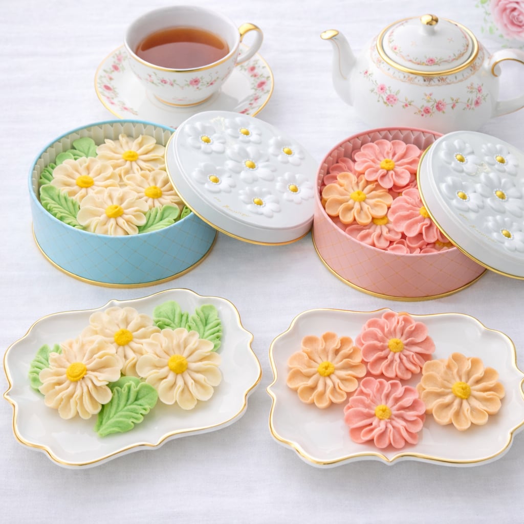 お花のぼうろ『コスモス＆マーガレット2缶セット』～専用クリアケース