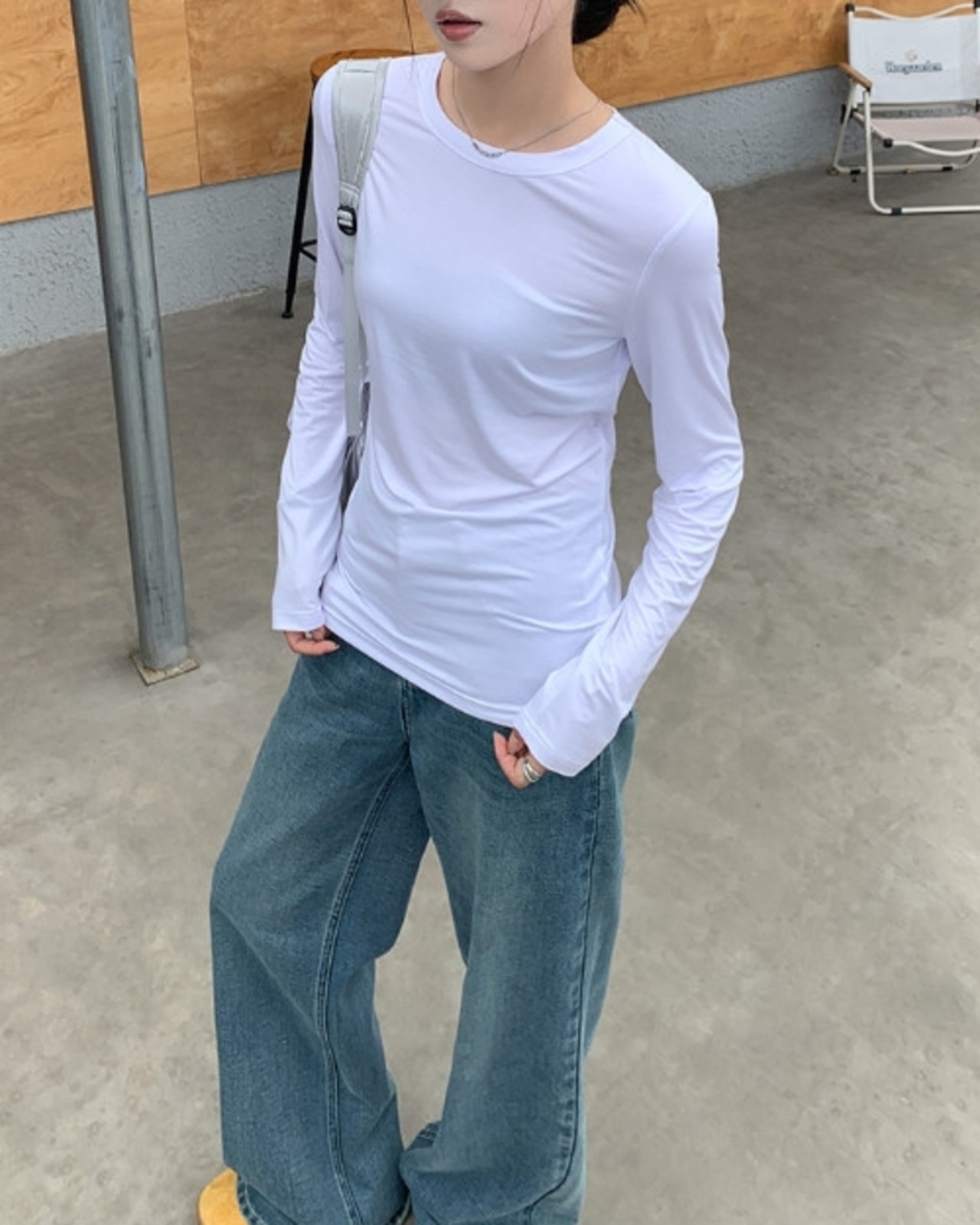 クルーネックシアーロングTシャツ 2color A0988 - 5