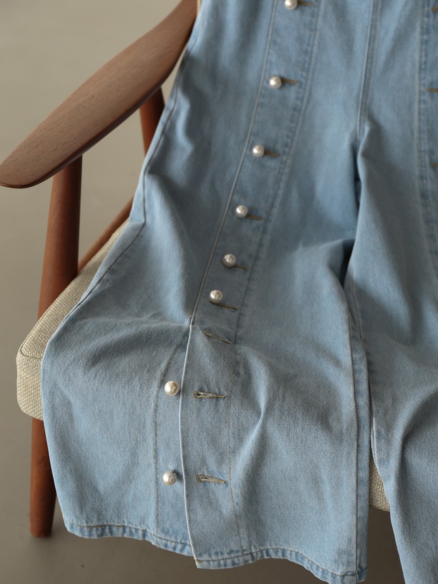 pearl button baggy denim（light blue）