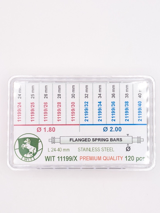 WIT 11199/X PREMIUM QUALITY バネ棒セット Φ1.8 24~30mm & Φ2.0 32~40mm 120本入