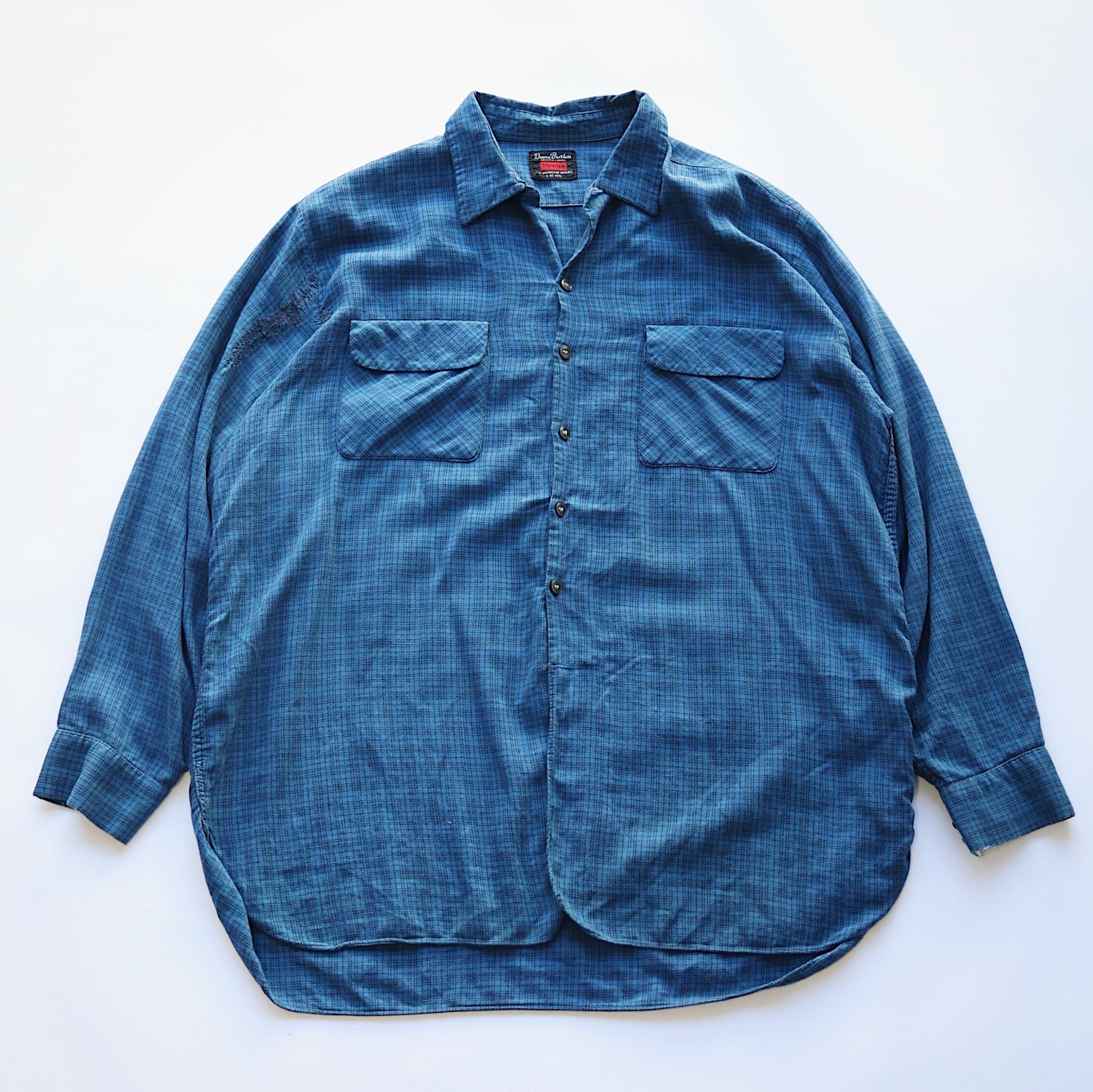 60S VIYELLA COTTON OPEN COLLAR L/S SHIRT