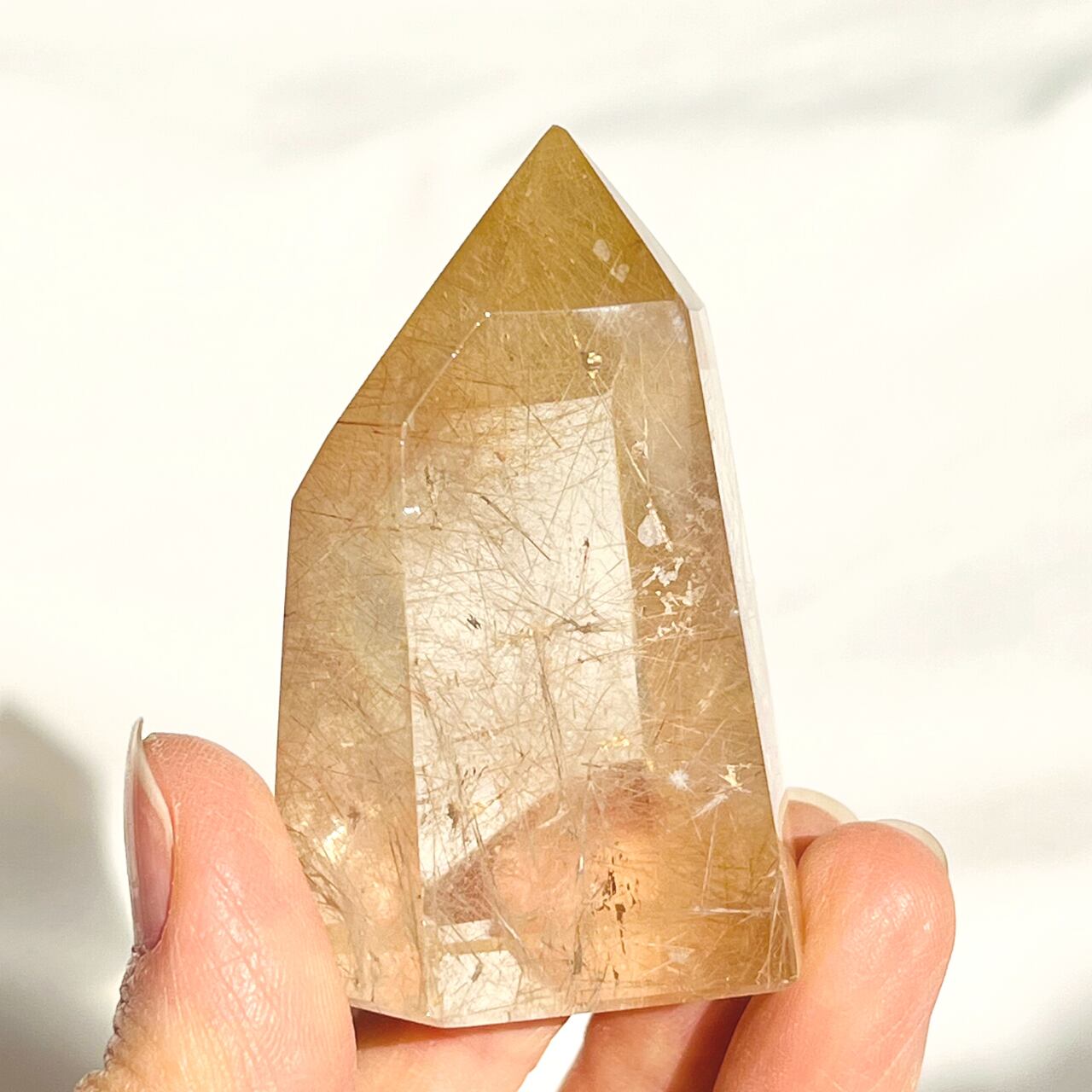 シトリン & ルチル クォーツ タワー 11月誕生石 黄水晶 虹入 天然石 シトリン & ルチル クォーツ タワー 11月誕生石 黄水晶 虹入 天然石